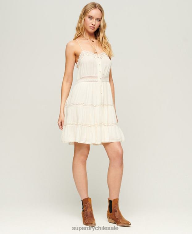 mujer Superdry crema vestido camisero alana 2R68Z2370