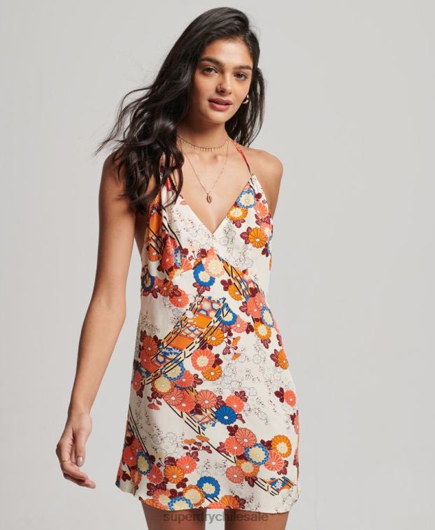 mujer Superdry crema vestido corto estampado 2R68Z2477