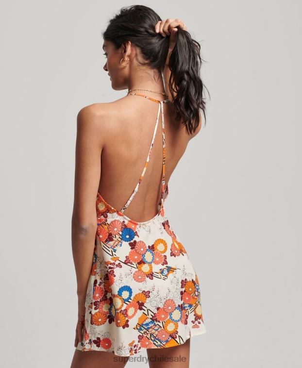 mujer Superdry crema vestido corto estampado 2R68Z2477
