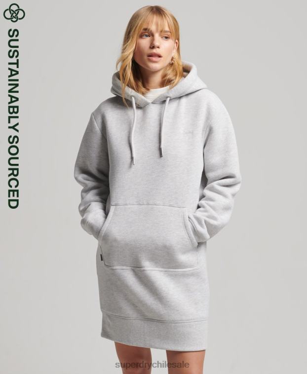 mujer Superdry gris claro vestido con capucha y logo vintage de algodón orgánico 2R68Z2482