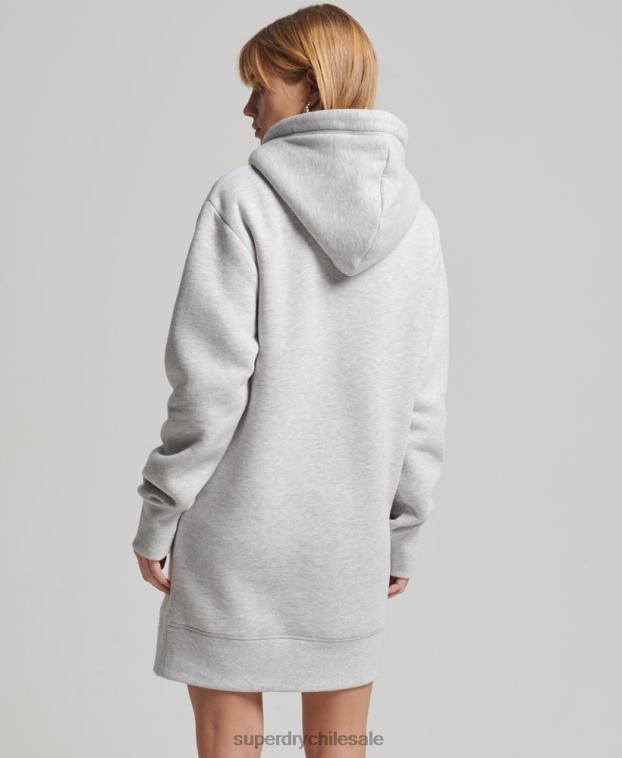 mujer Superdry gris claro vestido con capucha y logo vintage de algodón orgánico 2R68Z2482