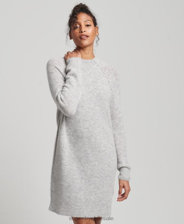 mujer Superdry gris claro vestido de cuello alto 2R68Z2419