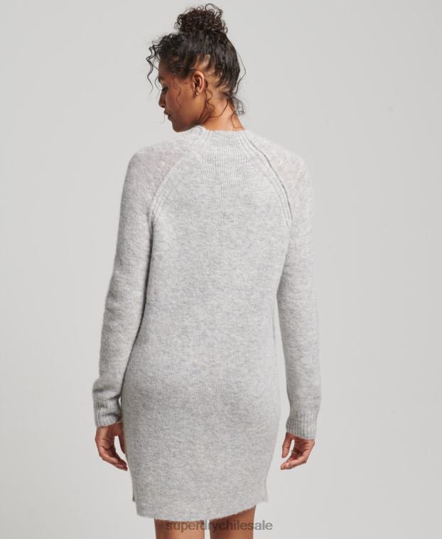 mujer Superdry gris claro vestido de cuello alto 2R68Z2419
