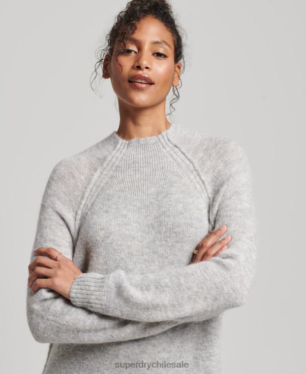 mujer Superdry gris claro vestido de cuello alto 2R68Z2419