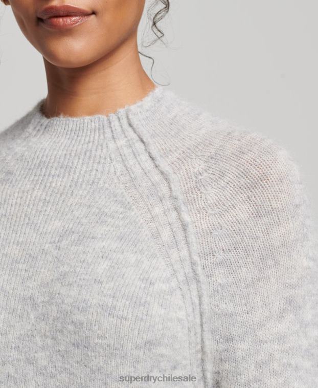 mujer Superdry gris claro vestido de cuello alto 2R68Z2419