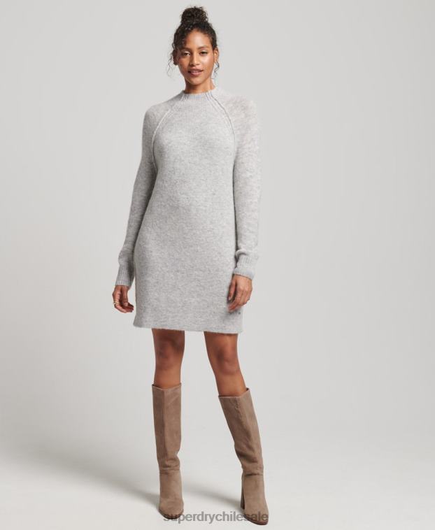 mujer Superdry gris claro vestido de cuello alto 2R68Z2419