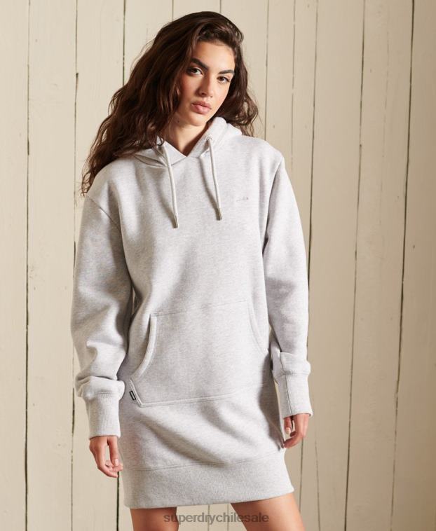 mujer Superdry gris claro vestido estilo sudadera con logo bordado 2R68Z2487
