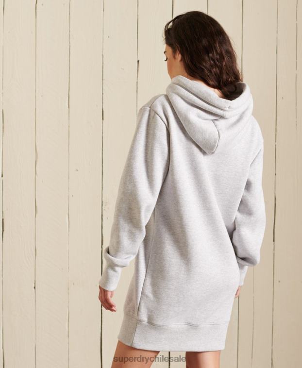 mujer Superdry gris claro vestido estilo sudadera con logo bordado 2R68Z2487