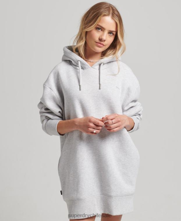 mujer Superdry gris claro vestido estilo sudadera de algodón orgánico con logo bordado 2R68Z2461