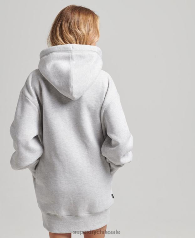 mujer Superdry gris claro vestido estilo sudadera de algodón orgánico con logo bordado 2R68Z2461