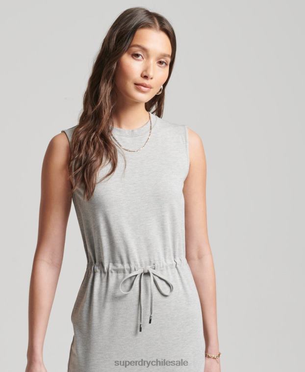 mujer Superdry gris claro vestido largo de punto de Studios 2R68Z2526