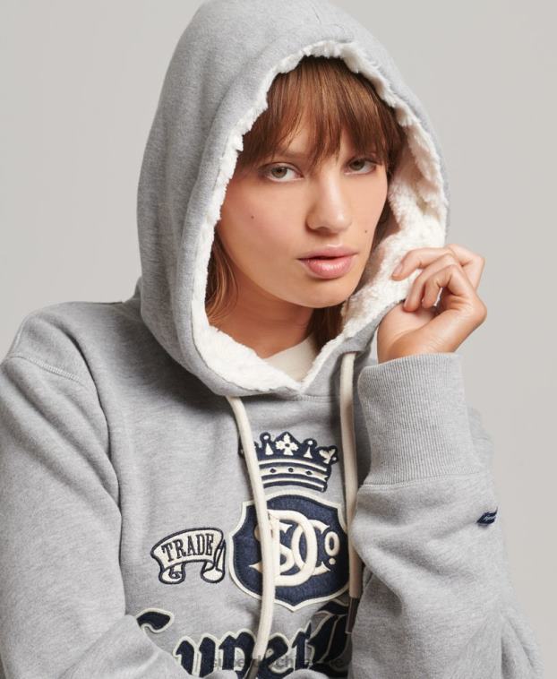 mujer Superdry gris orgullo en el vestido artesanal con capucha 2R68Z2456
