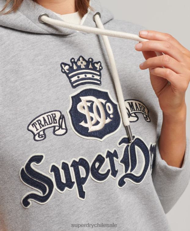 mujer Superdry gris orgullo en el vestido artesanal con capucha 2R68Z2456