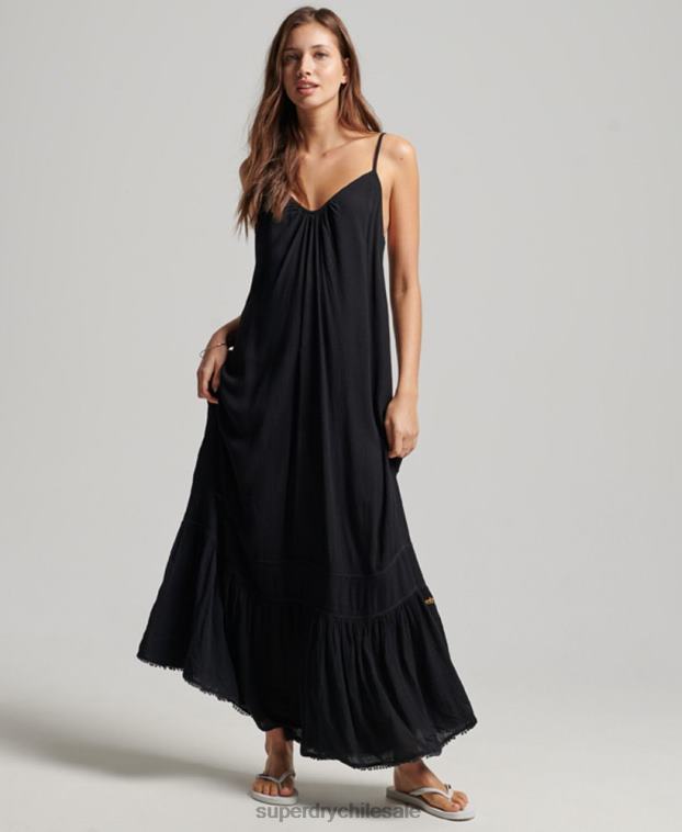 mujer Superdry gris oscuro vestido camisero largo 2R68Z2366