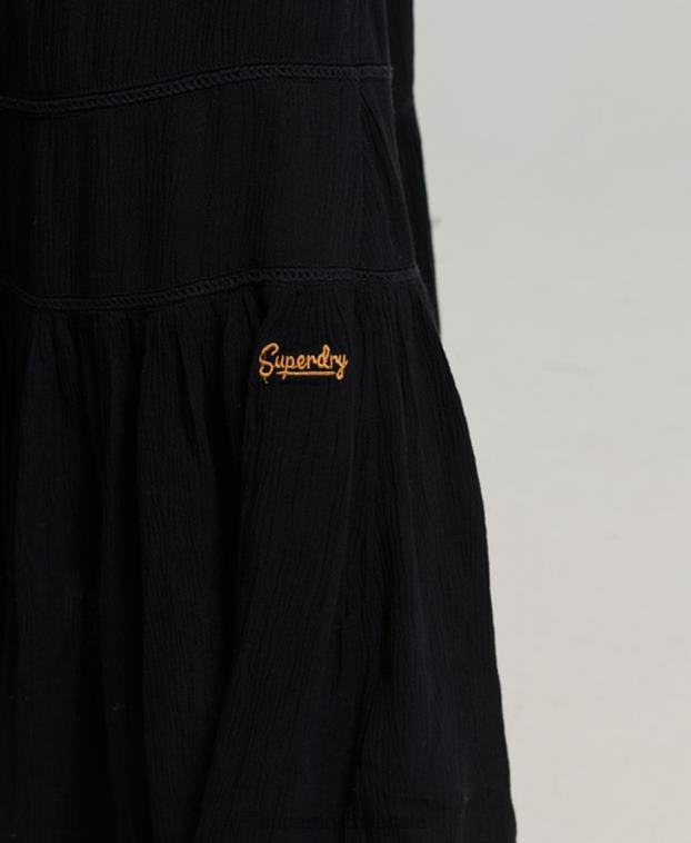 mujer Superdry gris oscuro vestido camisero largo 2R68Z2366