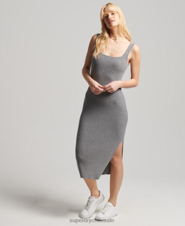 mujer Superdry gris vestido de punto texturizado 2R68Z2527
