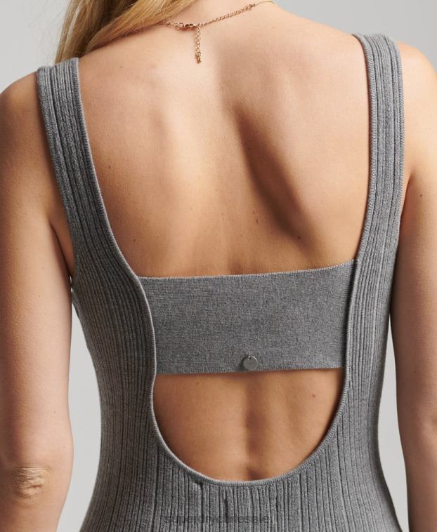 mujer Superdry gris vestido de punto texturizado 2R68Z2527