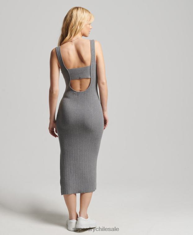 mujer Superdry gris vestido de punto texturizado 2R68Z2527