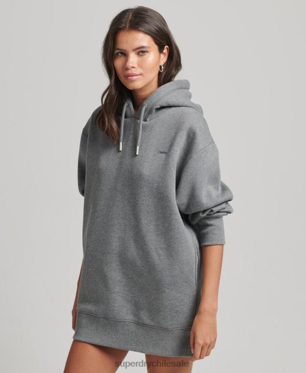 mujer Superdry gris vestido estilo sudadera de algodón orgánico con logo bordado 2R68Z2554