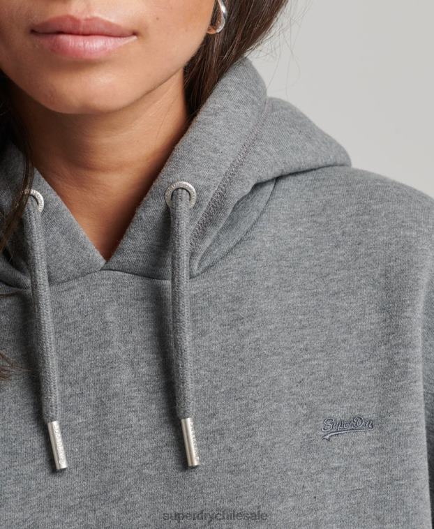 mujer Superdry gris vestido estilo sudadera de algodón orgánico con logo bordado 2R68Z2554