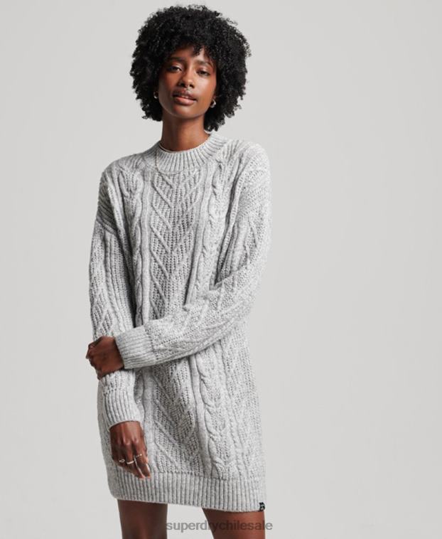 mujer Superdry gris vestido florence de ochos 2R68Z2548