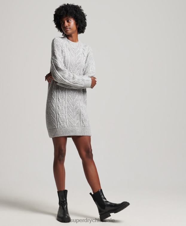 mujer Superdry gris vestido florence de ochos 2R68Z2548