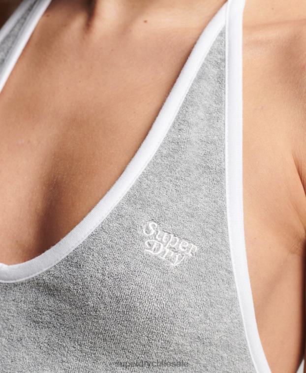 mujer Superdry gris vestido vintage con cuello halter 2R68Z2222