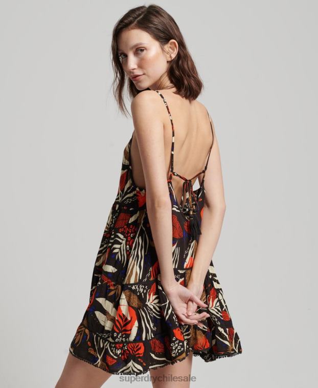 mujer Superdry marrón mini vestido camisero de playa 2R68Z2504