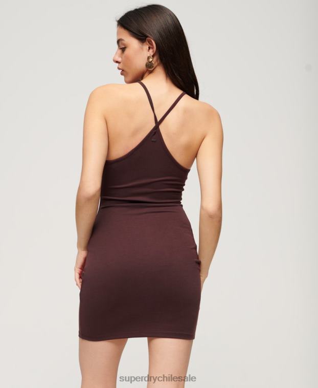 mujer Superdry marrón vestido corto con tirantes 2R68Z2141