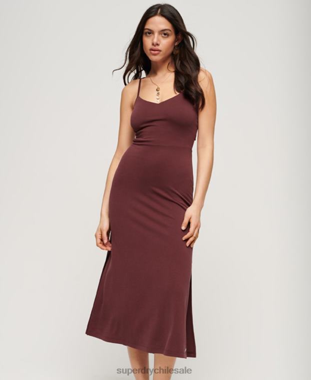mujer Superdry marrón vestido de punto con espalda abierta 2R68Z2117