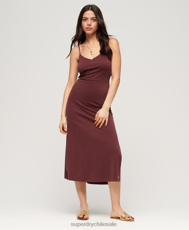 mujer Superdry marrón vestido de punto con espalda abierta 2R68Z2117