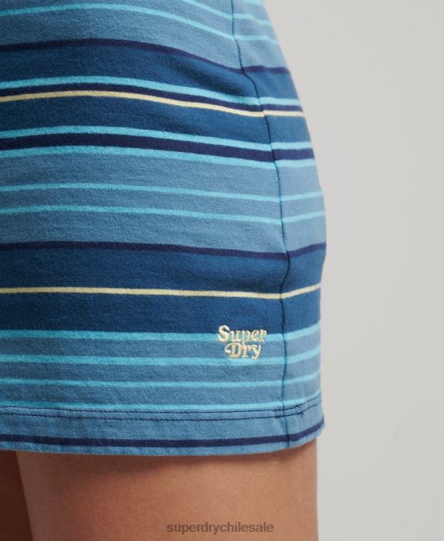 mujer Superdry marrón vestido vintage a rayas 2R68Z2431