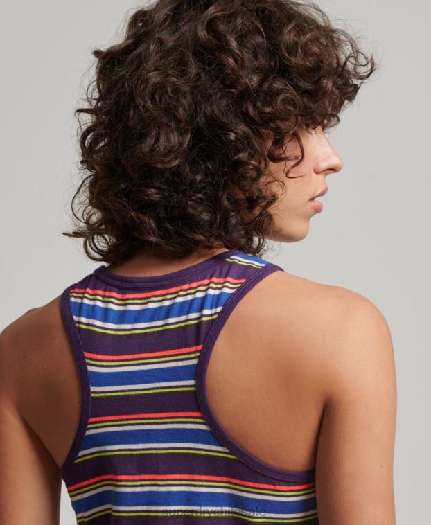 mujer Superdry marrón vestido vintage a rayas 2R68Z2470