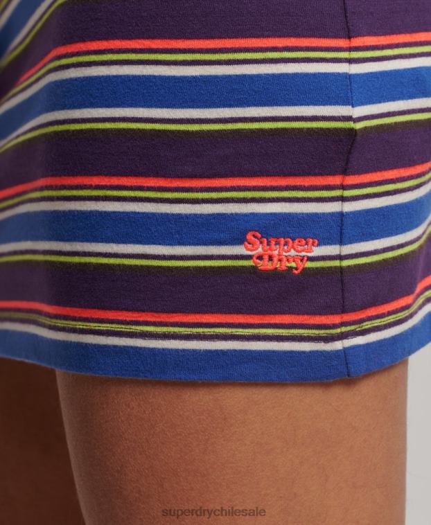 mujer Superdry marrón vestido vintage a rayas 2R68Z2470