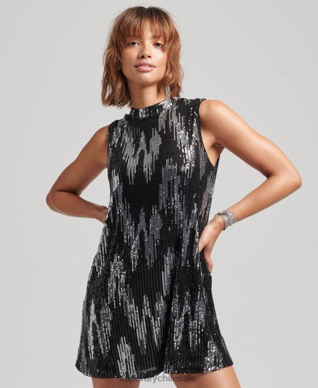 mujer Superdry multi mini vestido acampanado con lentejuelas 2R68Z2460