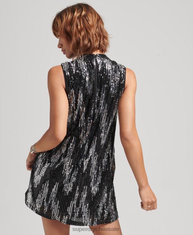 mujer Superdry multi mini vestido acampanado con lentejuelas 2R68Z2460