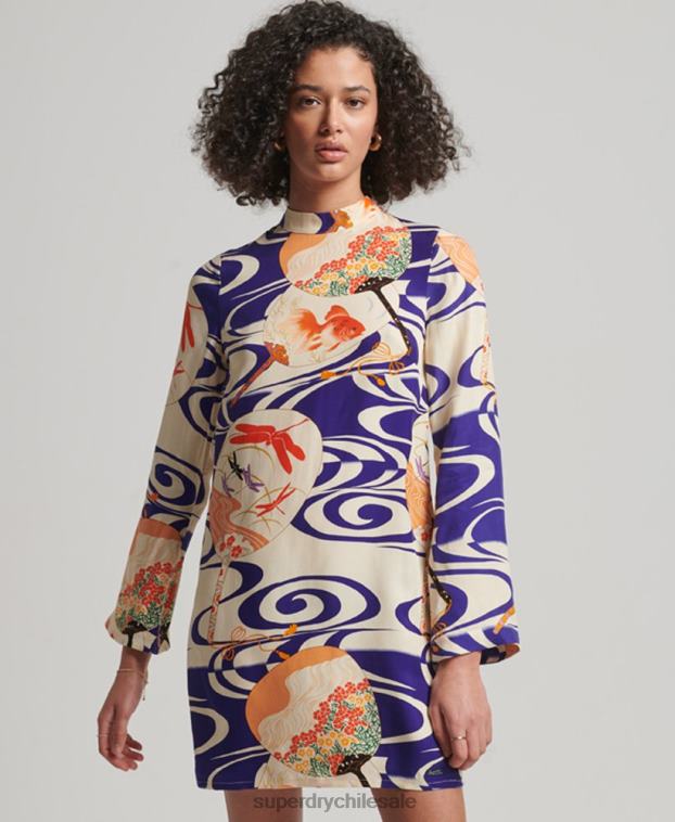 mujer Superdry multi vestido corto de manga larga estampado 2R68Z2467