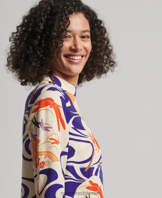 mujer Superdry multi vestido corto de manga larga estampado 2R68Z2467