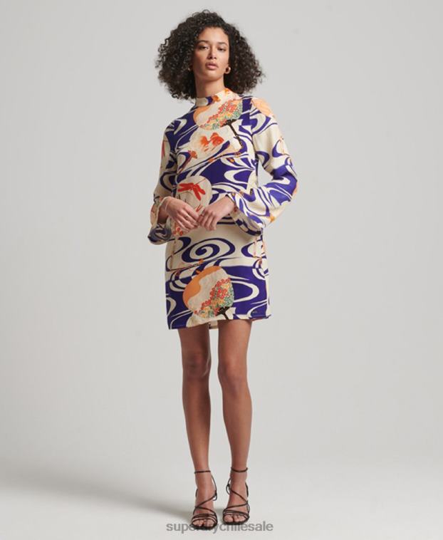 mujer Superdry multi vestido corto de manga larga estampado 2R68Z2467