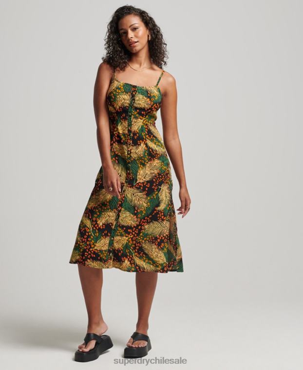 mujer Superdry multi vestido midi de tirantes con botones estampados 2R68Z2490