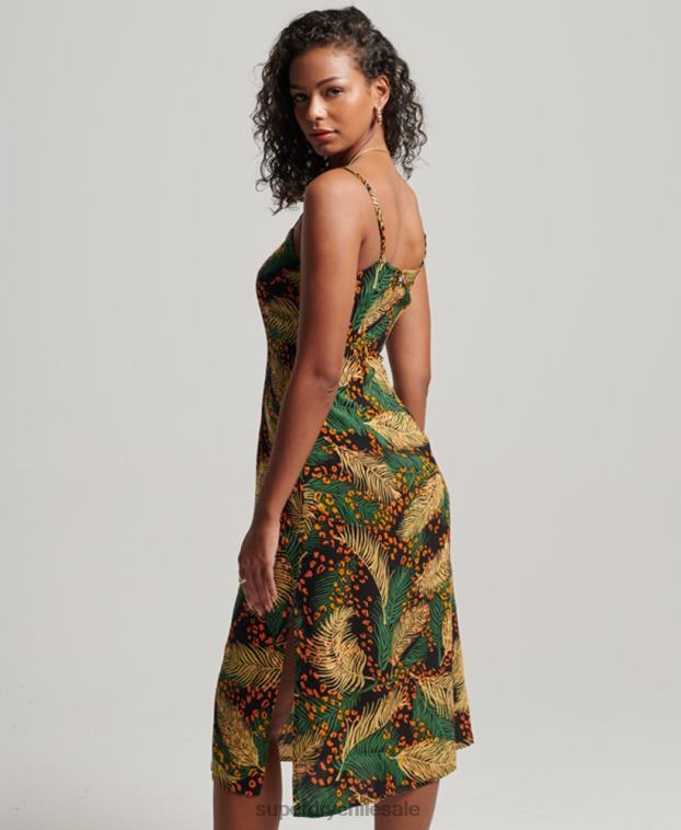 mujer Superdry multi vestido midi de tirantes con botones estampados 2R68Z2490