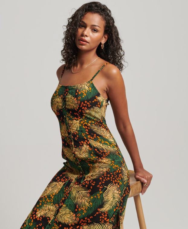 mujer Superdry multi vestido midi de tirantes con botones estampados 2R68Z2490