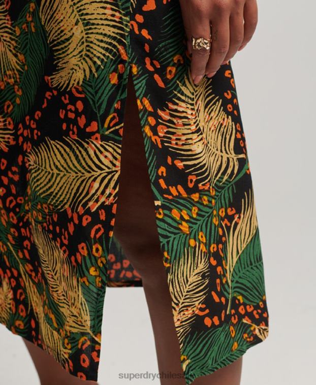 mujer Superdry multi vestido midi de tirantes con botones estampados 2R68Z2490