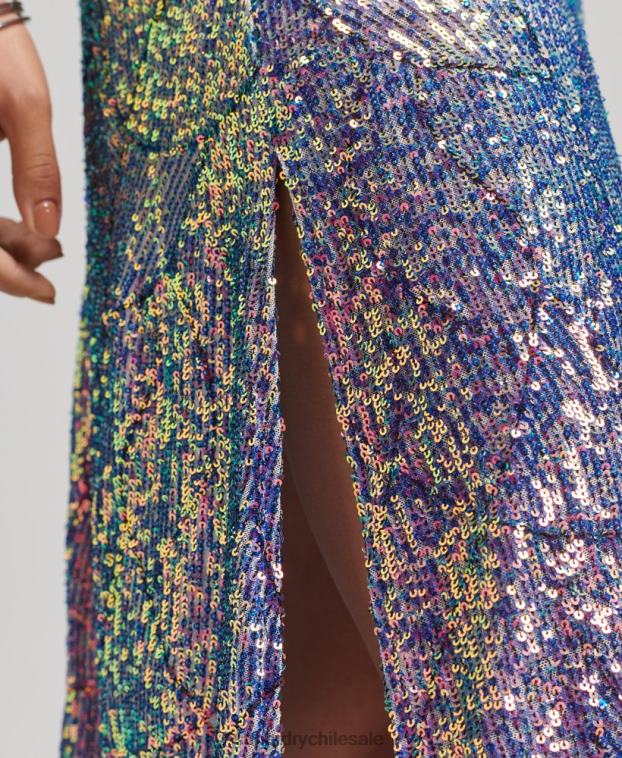 mujer Superdry multi vestido midi escotado con lentejuelas 2R68Z2415