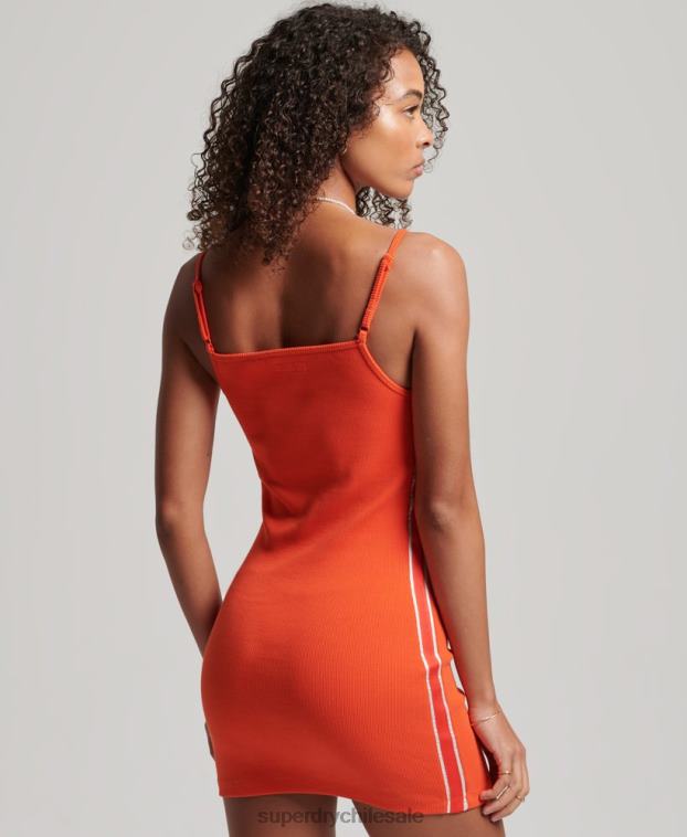 mujer Superdry naranja vestido con tiras y logo 2R68Z2471
