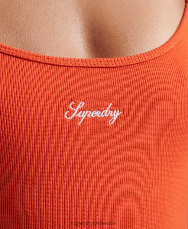 mujer Superdry naranja vestido con tiras y logo 2R68Z2471