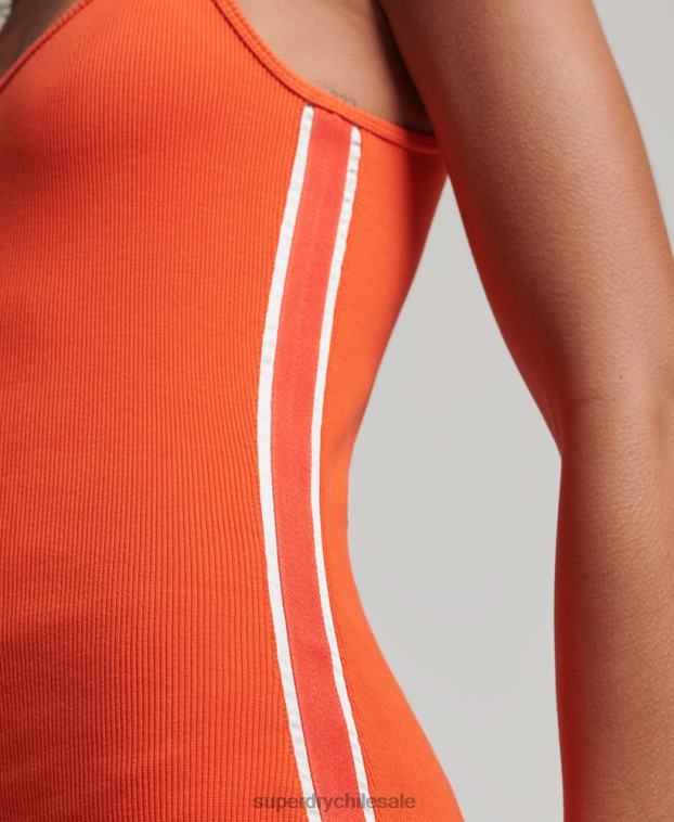 mujer Superdry naranja vestido con tiras y logo 2R68Z2471