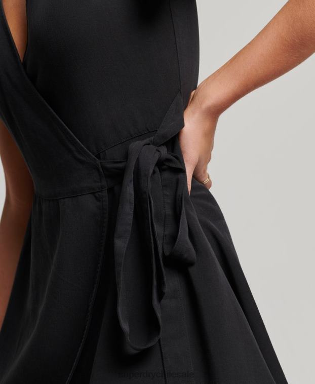 mujer Superdry negro minivestido cruzado vintage 2R68Z2519