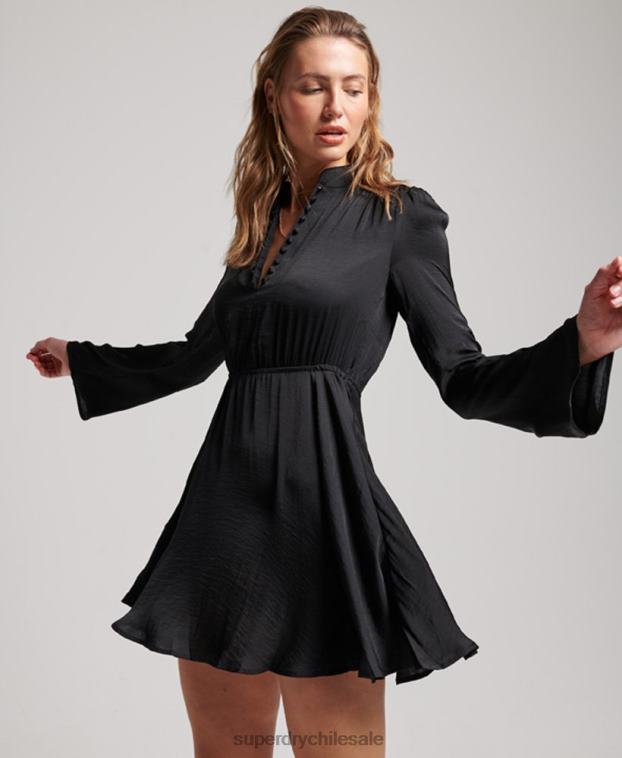 mujer Superdry negro vestido acampanado studios 2R68Z2412