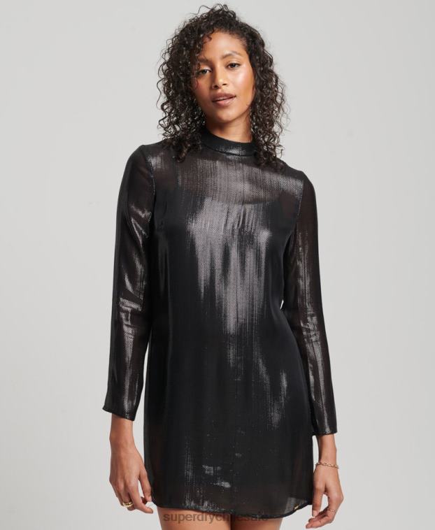 mujer Superdry negro vestido brillante de studios 2R68Z2437